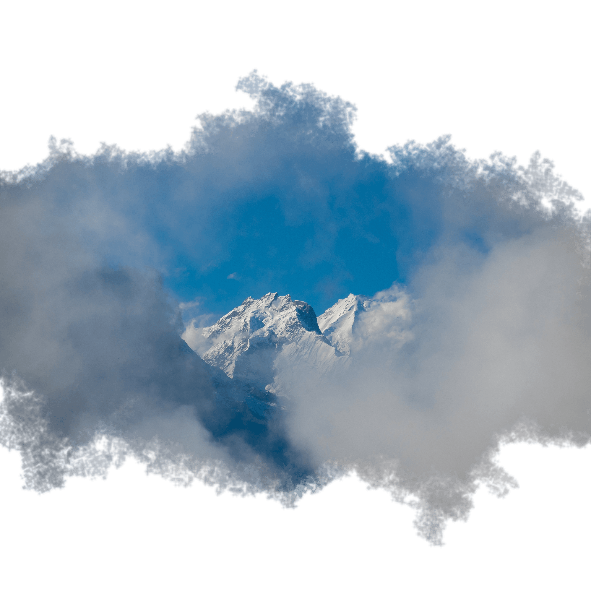 Mountain scene with cloud feathering